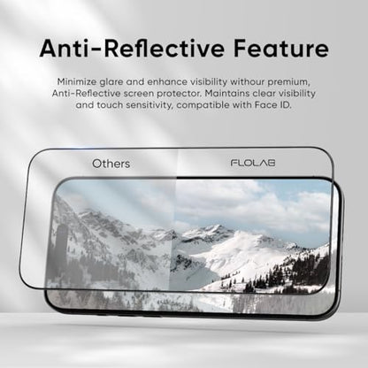 FLOLAB NanoArmour ONETIME PRO for iPhone 17 Pro Max Screen Protector, Anti-Reflective, PolarSpectra Anti-Rainbow, 3D Tempered Glass, Edge Reinforced, Easy Install, Smooth - size: 17 Pro Max