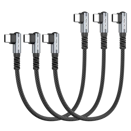 USB C to USB C Cable Right Angle 1FT 3Pack Fast Charging - color: Black and Grey, size: 1FT