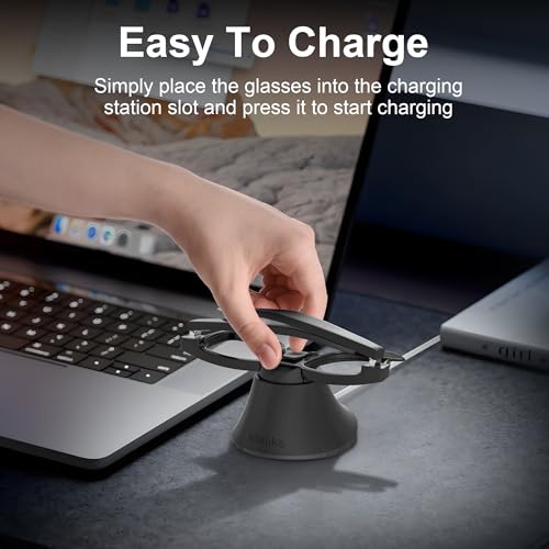 Charging Station Compatible with Ray-Ban Meta Wayfarer/Gen 2 and Skyler/Gen 2, Magnetic Charger Dock Stand with Fast Charging & LED Indicator for RayBan Meta Gen 2 Smart Glasses & Glasses Case - size: Black