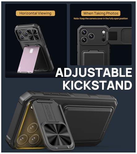SSLOTSCASE for iPhone 17 Pro Case with Card Holder & Kickstand, Black - color: Black, size: Iphone 17 Pro
