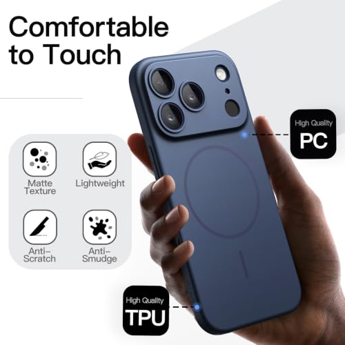 JETech Magnetic Slim Case for iPhone 17 Pro, Dark Blue - color: Dark Blue, size: iPhone 17 Pro