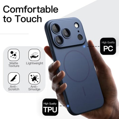 JETech Magnetic Slim Case for iPhone 17 Pro Max, Dark Blue - color: Dark Blue, size: iPhone 17 Pro Max