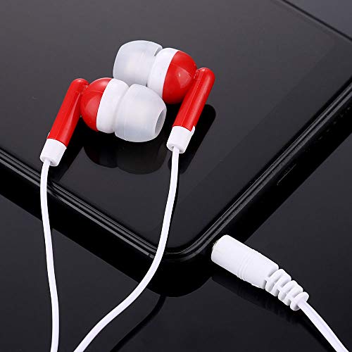CN-Outlet Wholesale Earbuds Bulk Headphones Individually Bagged 50 Pack for iPhone, Android, MP3 Player for Schools, Libraries, Hospitals (Red) - color: Red