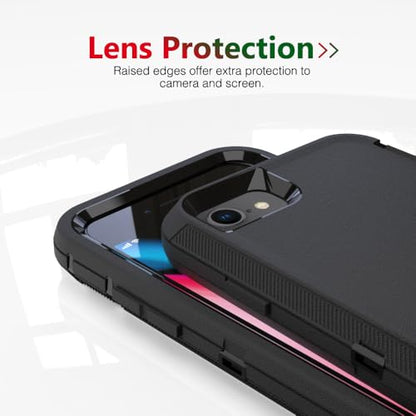 Case for iPhone 8 Plus/7 Plus, iPhone 6S Plus/6 Plus Case， Heavy-Duty Tough Rugged Shockproof Drop Protective Cover Phone Cases, Black - color: Black+Black, size: iPhone 6 Plus/7 Plus/8 Plus