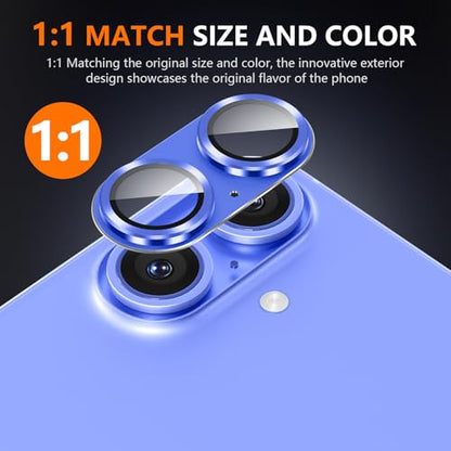 Suoman for iPhone 16/16 Plus Camera Lens Protector, 9H Tempered Glass Film - color: Ultramarine