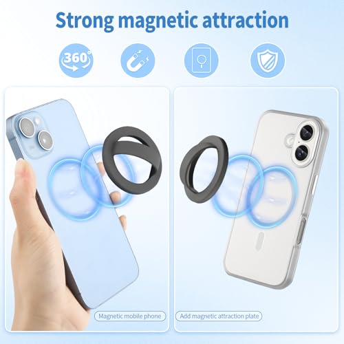 2 PCS Silicone Magnetic Phone Grip Holder,Loop Grip Phone Holder,Easy to Install and Remove,Compatible with Magsafe for iPhone 16/15/14/13/12 Series(Grey+Pink)