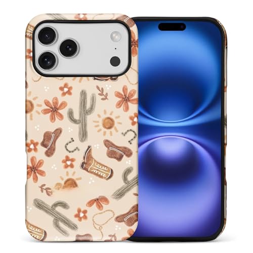 ZHEGAILIAN Case Compatible with iPhone 17 Pro Max,Hybrid 2-Layer Hard Shell for Girl Boy Women Men,Denim Boots Cactus - color: Denim boots cactus, size: iPhone 17 Pro Max