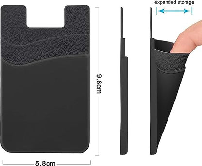 SS Black Phone Wallet, Credit Card Holder Stick on for iPhone Samsung Galaxy Any Smartphone 3 Pack - color: Black Black Black