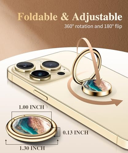 GVIEWIN Marble Cell Phone Ring Holder, Metal Kickstand Grip 360° Rotation - color: B-Drift Sand/Brown