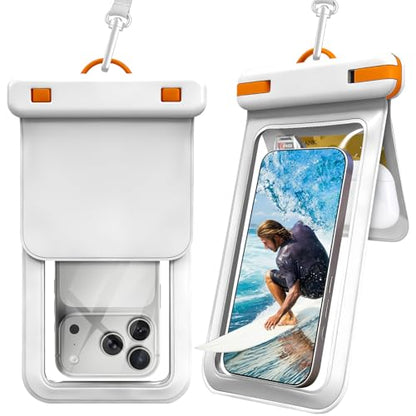 Miimall 2 Pack IPX8 Waterproof Phone Bag, Dustproof Waterproof Phone Case with Lanyard for iPhone 17 16 15 14 13 Pro Max, Ultra-Clear Phone Protector Pouch Cruise Travel Essentials 7.2 inch, White - color: White