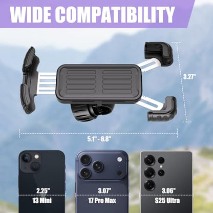 TXV Bike Phone Holder, Motorcycle Phone Mount, 1s Lock | Silicone Protective | Anti-Shock | for iPhone | Samsung | Pixel | 5.1-6.8" Cellphone