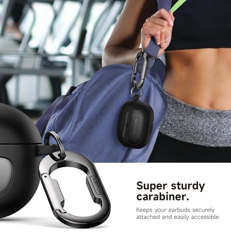SURITCH Case for Raycon Everyday Earbuds (2024 Edition), Shockproof Magnetic Case for Raycon Bluetooth True Wireless in-Ear Buds Headphones, Protective Cover with Magnetic Lid Lock & Carabiner, Black - color: Black