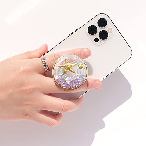On The Grip Elegant Ocean Style Expandable Collapsible Mobile Phone Grip Stand Holder for Smartphone Tablet Cell Phone Accessory (Violet)