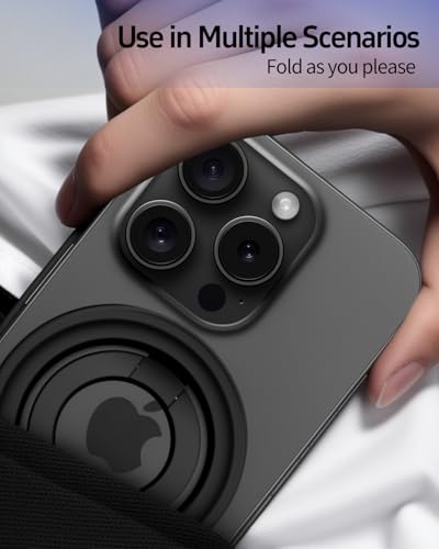 ANEWSIR Magnetic Phone Ring MagSafe Phone Grip, Magnetic Cell Phone Stand Holder Finger Ring [Super Magnet] [360 Rotation] [Double Bracket] Compatible with iPhone 17/16/15/14/13/12 Series - Black