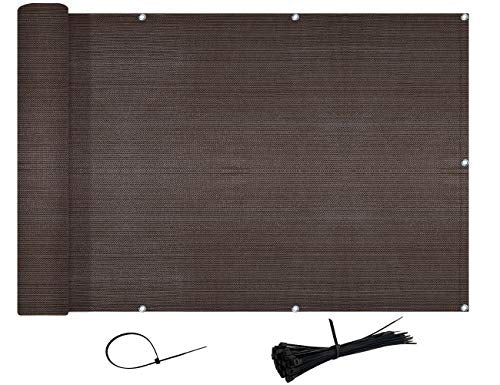 SUNNY GUARD 3' x 16' Balcony Privacy Screen, HDPE Patio Railing Cover Fence - color: Brown, size: 0 3' x 1 6'