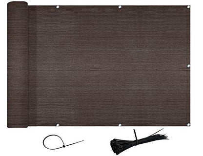 SUNNY GUARD 3' x 16' Balcony Privacy Screen, HDPE Patio Railing Cover Fence - color: Brown, size: 0 3' x 1 6'