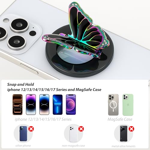[2026 All-New] for MagSafe Butterfly Phone Grip, Glitter Black - color: Glitter Black