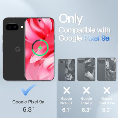 Battery Case for Pixel 9a, Upgraded 10000mAh Slim Rechargeable Portable Extended Battery Pack Supported Qi Wireless Charging Case Compatible with Pixel 9a (6.3 inch) Charging Case-Black - size: Pixel 9a