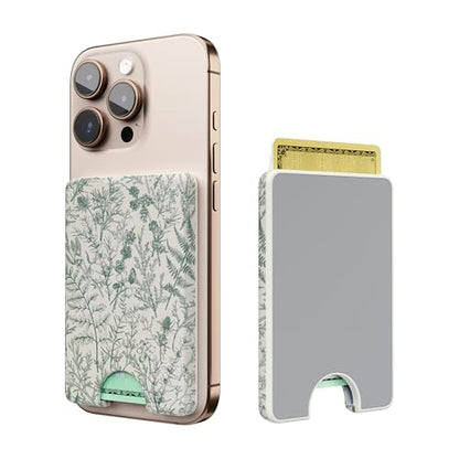 Casely MagWallet | Sage Garden | Green Floral | Slim Wallet Card Holder | Compatible with MagSafe | Soft-Touch Hard Silicone | Holds Up to 3 Cards - color: Sage Garden | Green Floral