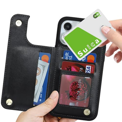 iCoverCase Compatible with iPhone 13 Pro Case with Card Holder, Wallet Phone Case for Women Men RFID Blocking PU Leather Protective Case 6.1 Inch (Black) - color: Black