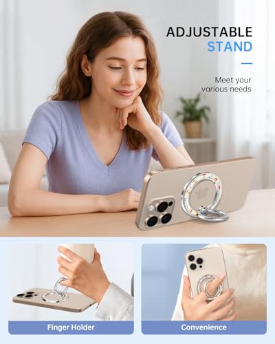 Magnetic Phone Ring Holder, Cute Magnetic Phone Grip, Mushroom - color: Mushroom Floral