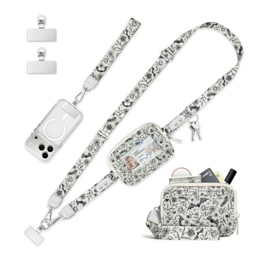 Clip and Go Strap for Phone with Wallet Crossbody Lanyard Goth Bat - color: Bats