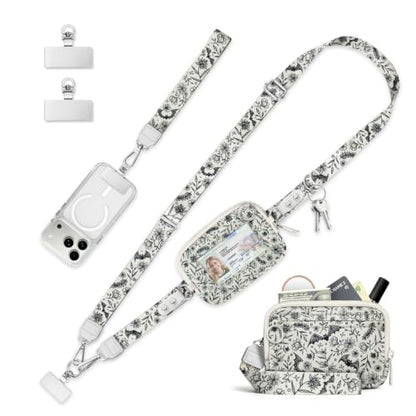 Clip and Go Strap for Phone with Wallet Crossbody Lanyard Goth Bat - color: Bats