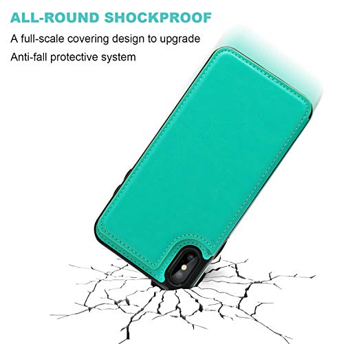ONETOP for iPhone Xs Max Wallet Case with Credit Card Holder,LightBlue | Kickstand,ID/Cash Holder,Case Wallet with Card Slots,Double Magnetic Clasp,Durable PU Leather Shockproof Cover for Women Men - color: iPhone Xs Max 6.5" Green