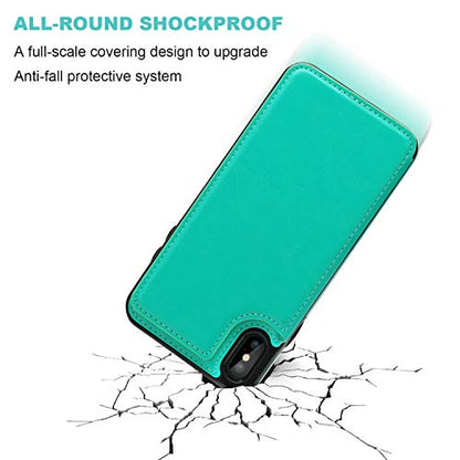 ONETOP for iPhone Xs Max Wallet Case with Credit Card Holder,LightBlue | Kickstand,ID/Cash Holder,Case Wallet with Card Slots,Double Magnetic Clasp,Durable PU Leather Shockproof Cover for Women Men - color: iPhone Xs Max 6.5" Green