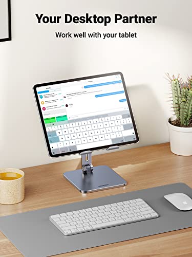 UGREEN Tablet Stand Compatible for iPad Desk Stand Holder Adjustable Aluminum Thicker Base Compatible with iPad Pro Air Mini 13 12.9 11 Inch Home Office Desk Accessories Grey - color: Grey