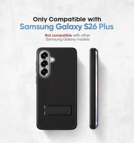 MOTIVE for Samsung Galaxy S26 Plus Case with Belt Clip and Stand | 6.7" | Case & Holster, MagSafe compatible, built-in Kickstand Horizontal, 360° rotating belt clip, slim low-profile fit - size: s26 Plus
