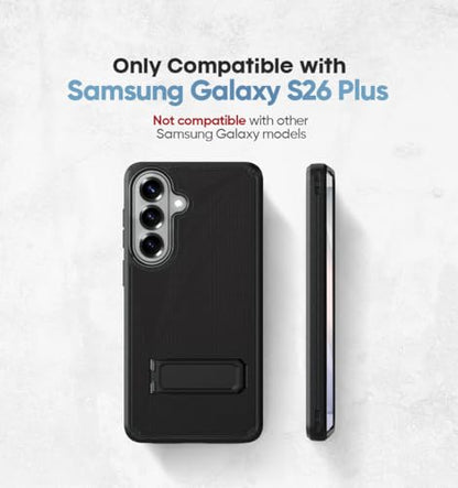MOTIVE for Samsung Galaxy S26 Plus Case with Belt Clip and Stand | 6.7" | Case & Holster, MagSafe compatible, built-in Kickstand Horizontal, 360° rotating belt clip, slim low-profile fit - size: s26 Plus