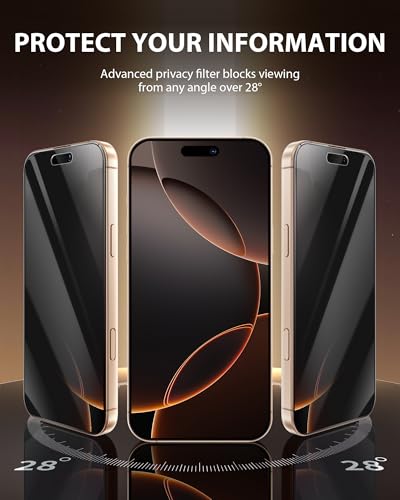 PDDKISS 2 Pack Privacy Screen Protector for iPhone 16 - size: for iPhone 16 - 6.1 inch