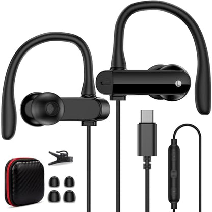 USB C Earbuds Wired Over Ear Headphones for iPhone 18 Pro Max 17 16 - color: Black