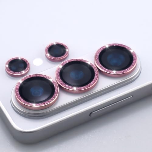 for Samsung Galaxy S26 Ultra Camera Lens Protector, Bling Glitter Metal Ring Tempered Glass Lens Cover Accessories (Pink) - color: Pink