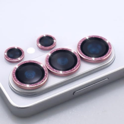 for Samsung Galaxy S26 Ultra Camera Lens Protector, Bling Glitter Metal Ring Tempered Glass Lens Cover Accessories (Pink) - color: Pink