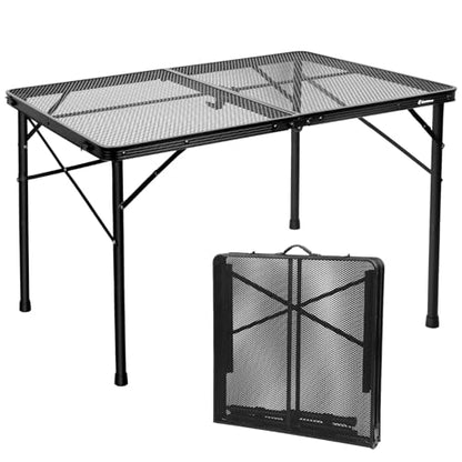 4 Ft Metal Folding Table, Folding Grill Table with 16.5/26 in Heights - color: Black, size: 4FT-Large