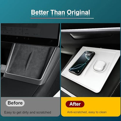 2-in-1 Wireless Charging Silicone Mat Fit for Tesla Model Y Juniper 2025+ - color: Black#2, size: Model Y Juniper