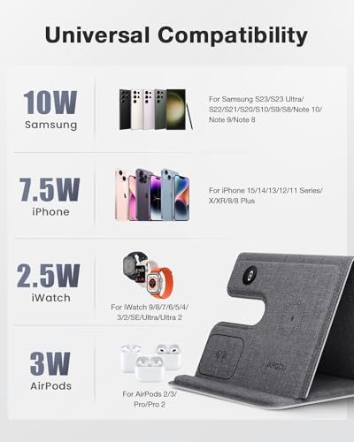 JARGOU Foldable 3 in 1 Charging Station for Apple - color: Grey
