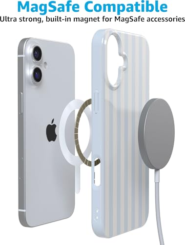 Casely iPhone 16 Case | Blue Stripes | Sunday Best | Compatible with MagSafe | Classic Ultra Slim Design - color: Sunday Best | Blue Stripes, size: Iphone 16