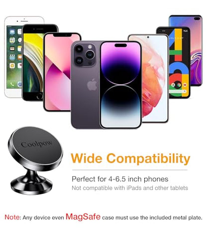 【2-Pack】Magnetic Phone Holder for Car Dash Strong Magnetic Car Phone Mount - color: Black