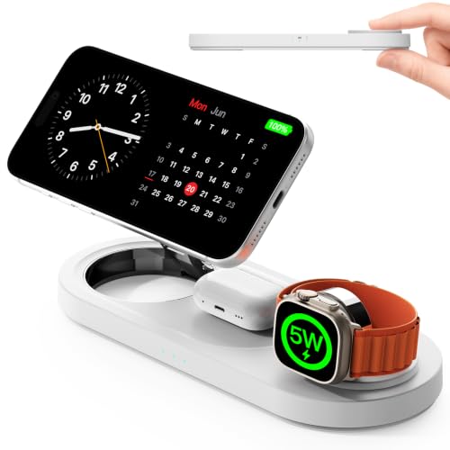 Foldable 3 in 1 Wireless Charging Station for Apple Magsafe Charger Stand