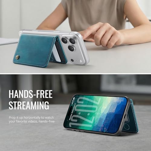 Magnetic Wallet Card Holder with RFID Protection, PU Leather Slim Wallet, Strong Magnet Attachment for iPhone 18/17/16/15/14/13/12 Series Pro Max Plus Mini-Green - color: Green