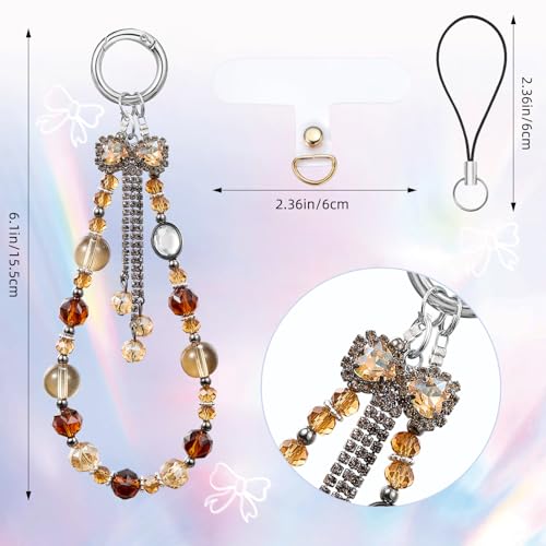 BEEFLYING Beaded Phone Charm Wrist Strap for Case - color: Brown