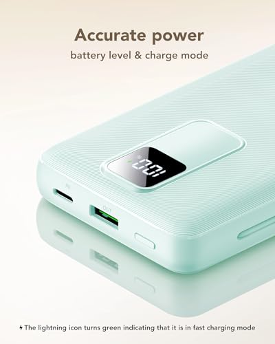 charmast 20000mAh Portable Charger with Built-in Cables and AC Wall Plug - color: cyan