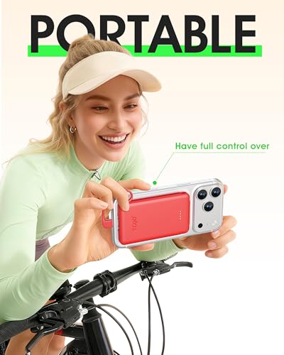 TG90° 5000mah Ultra Slim Power Bank Built-in AC Plug & 2 Cables,Red - color: Red