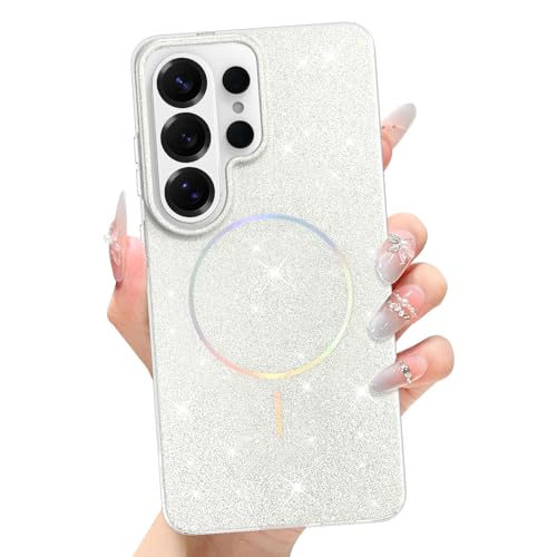 tharlet Magnetic for Samsung Galaxy S26 Ultra Case White Glitter Aesthetic | [Compatible with Strong MagSafe] with Screen Protector Hard Protective Cover for Women Girls Gift giving & daily matching - color: White, size: Samsung Galaxy S26 Ultra