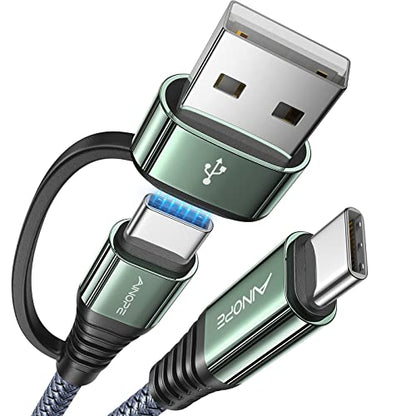 AINOPE 60W 10FT USB C Cable Fast Charging with USB Adapter - color: Grey, size: 10FT