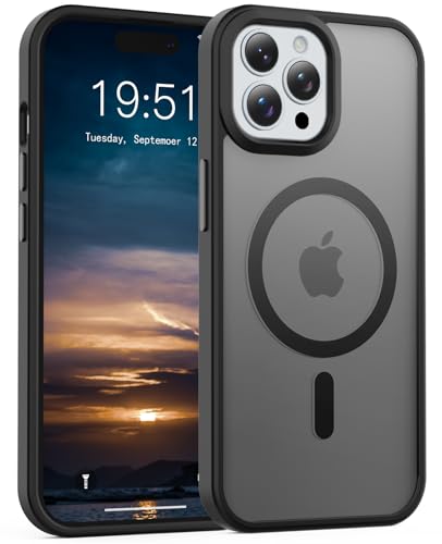for iPhone 14 Pro Max Case, Compatible with Magsafe, Anti-Yellowing, Military-Grade Protection, Shockproof Slim Magnetic Phone Case Cover, Transparent - color: B-Black, size: iPhone 14 Pro Max