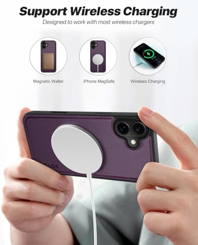 OCASE for iPhone 17 Detachable Wallet Case with Card Holder, 2 in 1 PU Leather Flip Folio with RFID Blocking Stand Wrist Strap Shockproof Phone Cover 6.3 Inch 2025, Dark Purple - color: Dark Purple, size: iPhone 17